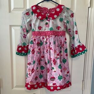 Jelly the Pug Christmas Holiday Dress with Ornament Print sz 10